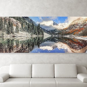 Maroon Bells Panoramic Print: Aspen Colorado Autumn Landscape