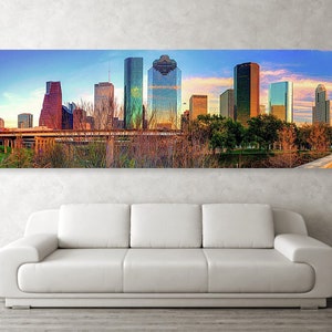 Houston Texas Skyline Panorama Art: Buffalo Bayou Photography