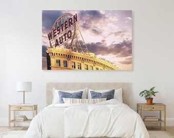 Kansas City Western Auto Neon Sign Print: KC Landmark Art