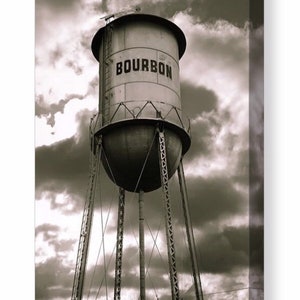 Bourbon Whiskey Print, Sepia Bourbon, Water Tower Wall Art, Bourbon Decor, Restaurant Art, Vintage Bourbon, Fathers Day, Home Bar Print