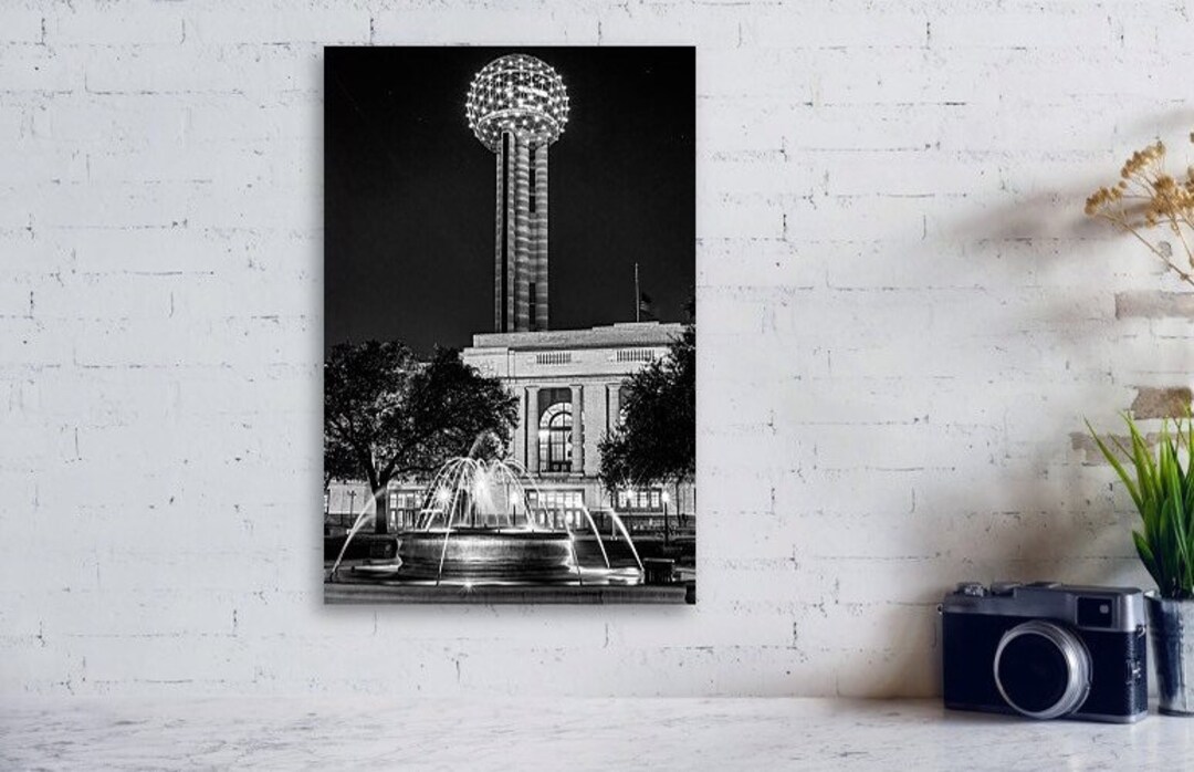 Dallas Skyline Print, Black and White, Reunion Tower, Architectural ...