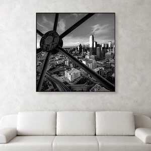 Dallas Skyline Print: Reunion Tower, BW Cityscape Architecture