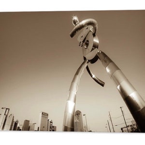 Dallas Skyline Sepia, Traveling Man, Deep Ellum, Cityscape Art, Wall Decor, Dallas Texas Art, Monochrome Decor, Architectural Print