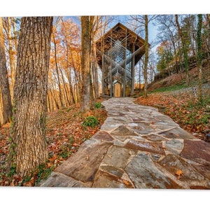 Thorncrown Chapel Print, Ozark Mountain Landscape, Eureka Springs, Northwest Arkansas, Fall Autumn Landscape, Arkansas Decor