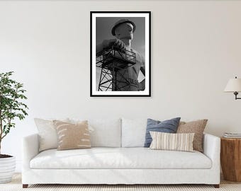 Tulsa Oklahoma Monochrome Driller Print: Black and White Landmark Art