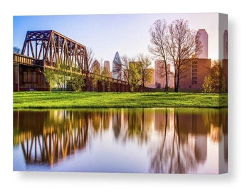 Dallas Skyline Reflection Art Print: Trinity River Cityscape