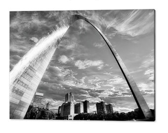 Saint Louis Skyline, Gateway Arch, Black And White, St Louis Skyline Print, Architecture Wall Art, Home Decor, Cityscape Art, St Louis Arch