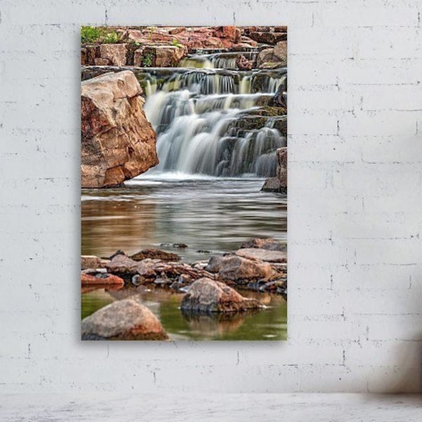 Big Sioux Falls, Falls Park, South Dakota, Waterfalls, Landscape Decor, Rustic Lodge Decor, Rock Formations, Downtown, Nature, Cascades