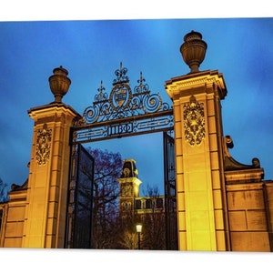 Arkansas Old Main, Fayetteville Photography,  Fayetteville Arkansas Print, Centennial Gate, Architecture Art, Landmark Prints