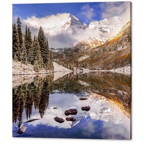 Maroon Bells Autumn Landscape Art: Aspen Colorado Mountain Print