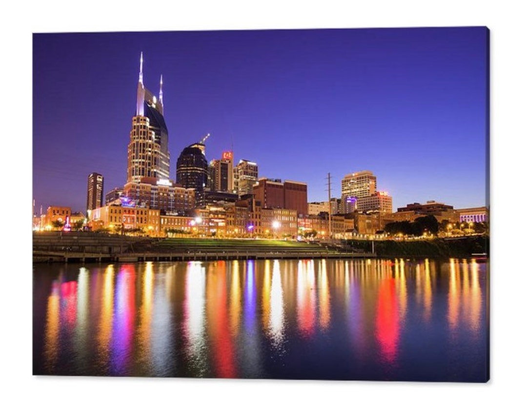 Nashville Skyline Print, Cumberland River, Nashville Tennessee Wall Art, Home Decor, Music City