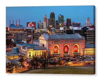 Kansas City Skyline Print: Football Theme Colors