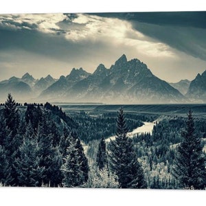 Grand Tetons Sepia Print: Snake River Overlook, Wyoming Landscape