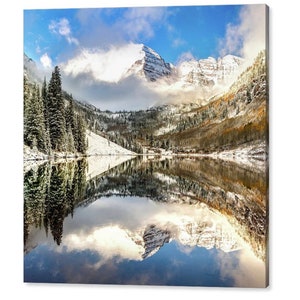 Maroon Bells Print: Aspen Colorado Mountain Landscape Reflection