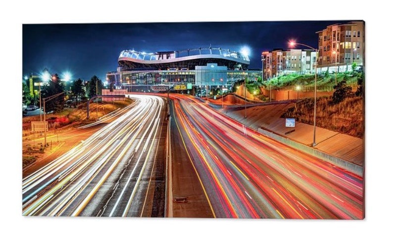 Denver Colorado, Panoramic Print, Mile High Stadium, Football Artwork, shops Cityscape Print, Architecture Print, Architectural Decor, Denver Pano