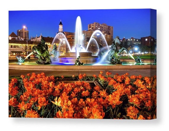 Kansas City Fountain Color Wall Art J C Nichols Memorial Etsy