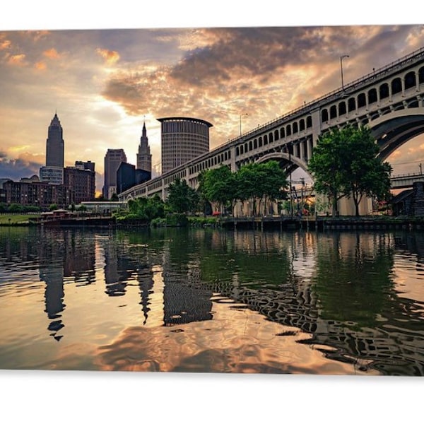 Cleveland Skyline, Heritage Park, Ohio Cuyahoga River, Skyscraper Prints, Detroit Ave Bridge, Terminal Tower, Key Tower, Architectural