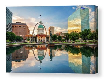 St. Louis Skyline Print, Gateway Arch Reflection, St Louis Wall Art, Architecture Wall Art, Home Decor, Missouri Art, Downtown St Louis