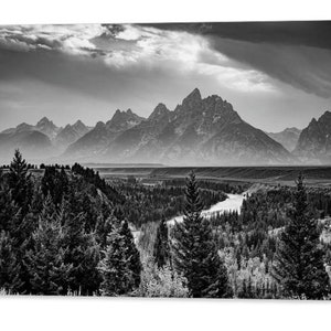 Grand Tetons Print: Snake River Overlook, Black and White Landscape