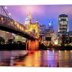 Cincinnati Skyline Art Print: Roebling Bridge, Ohio Cityscape