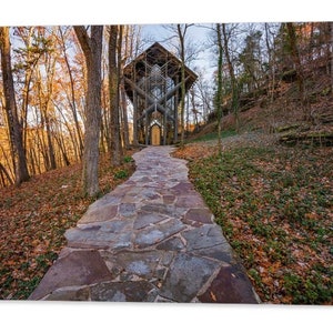 Thorncrown Chapel, Eureka Springs, Northwest Arkansas, Fall Landscape, Arkansas Decor, Autumn Color, Ozark Mountains, Wedding Chapel
