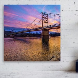 Little Golden Gate Bridge, Beaver Bridge Sunset, Eureka Springs Arkansas, Square Format, Northwest Arkansas Sunset, White River
