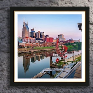 Nashville Skyline Art Print: Cumberland River Reflection, Music City