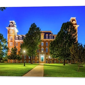 Arkansas Landmarks, Old Main Wall Art, Fayetteville Arkansas, College Campus, Architectural, Pathway, Northwest Arkansas, Dusk, Colorful