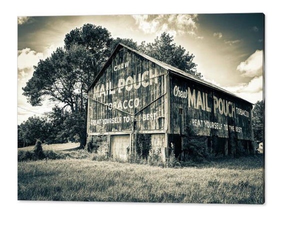 Sepia Mail Pouch Tobacco Barn Print: Ohio Rural Wall Art