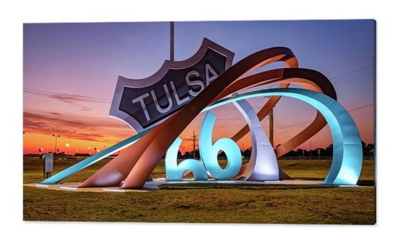 Tulsa Oklahoma Route 66 Sculpture Art Print: Sunrise Landscape - Etsy