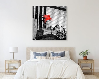 Dallas Red Pegasus Neon Sign Print: Texas Landmark Art