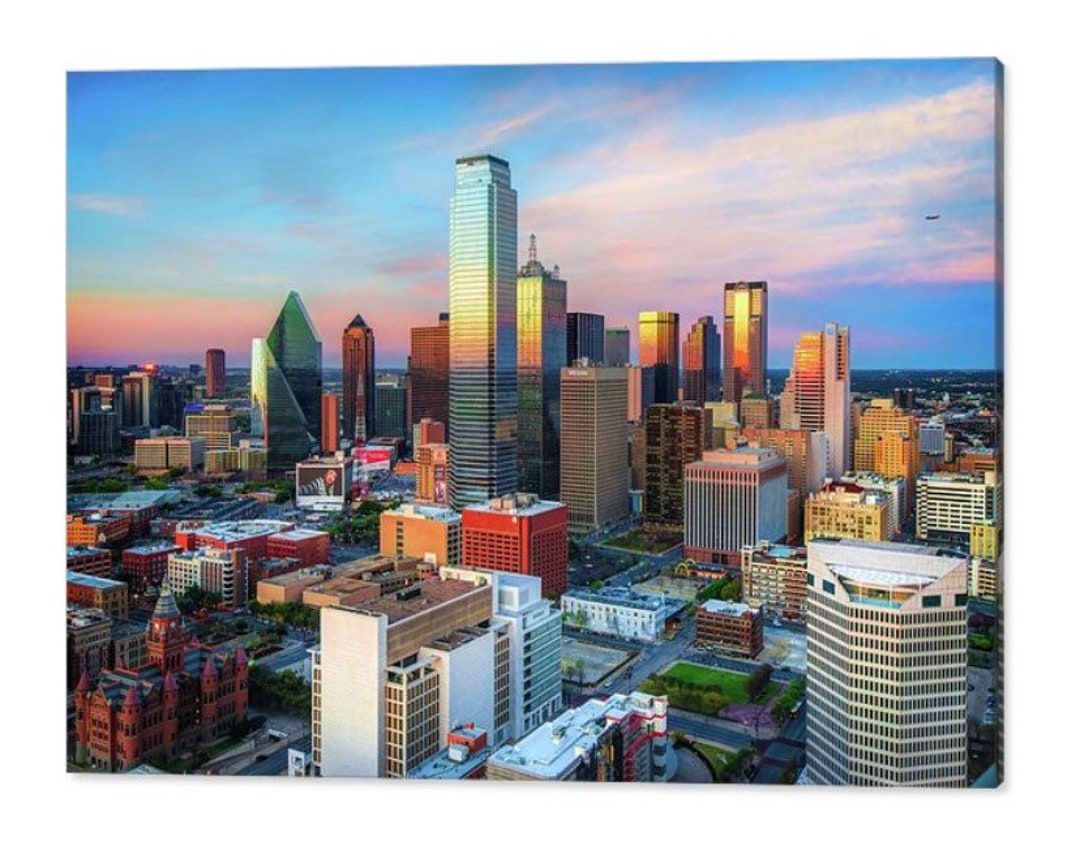 Dallas Skyline Art Print: Reunion Tower Sunset Cityscape - Etsy