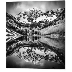 Maroon Bells Print: Black and White Colorado Mountain Landscape