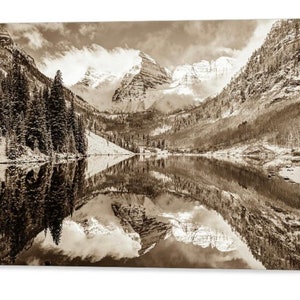 Maroon Bells Sepia Print: Aspen Colorado Mountain Landscape
