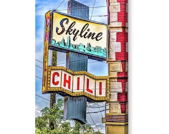Cincinnati Skyline Chili Sign Art Print: Ohio Landmark Wall Decor