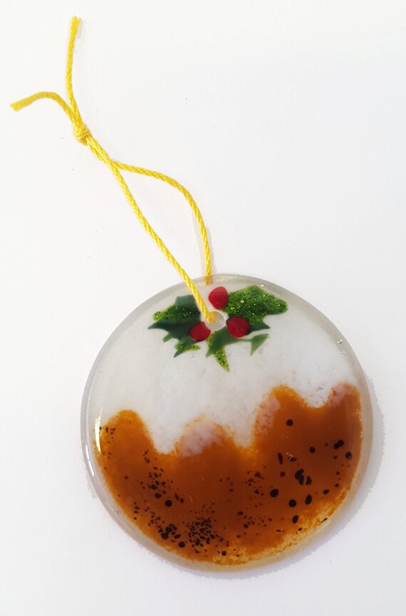 Items similar to Christmas Pudding Glass Decoration on Etsy