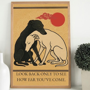 Greyhound Japanese Woodblock Giclée Print | Ukiyo-e Sighthound Wall Art | Whippet Lurcher Gift | Archival Vintage Dog Illustration UK