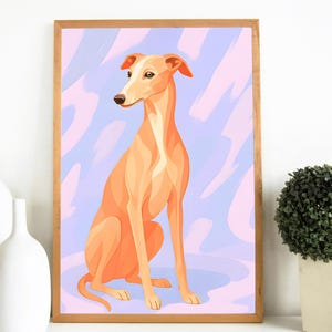 Colourful Greyhound Giclée Art Print | Whippet Lurcher Dog Wall Art | Abstract Pastel Sighthound Decor | Modern Dog Lover Gift UK