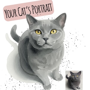 British Shorthair Cat Portrait | Custom Watercolour Giclée Wall Art UK | Personalised Pet Memorial Gift | Cat Lover Present A5–A2 Print