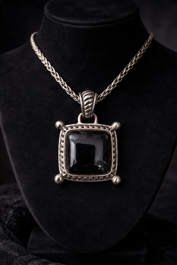Premier Designs Large Black Statement Pendant Nec… - image 1
