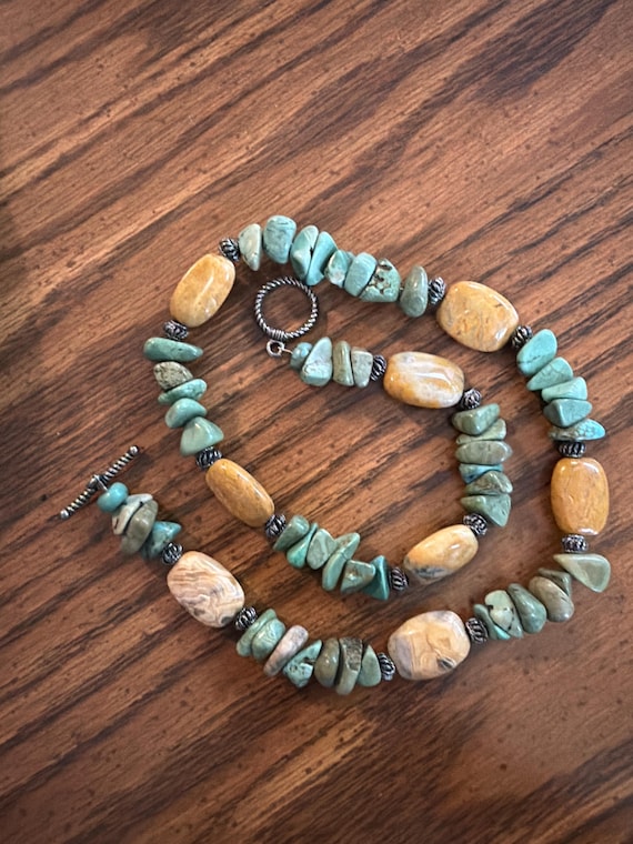 Boho Turquoise & Jasper Statement Necklace – Sout… - image 9
