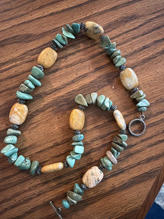 Boho Turquoise & Jasper Statement Necklace – Sout… - image 1