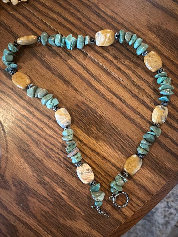 Boho Turquoise & Jasper Statement Necklace – Sout… - image 3