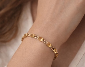 Vintage VJL Sterling Silver Gold Vermeil Citrine Bracelet