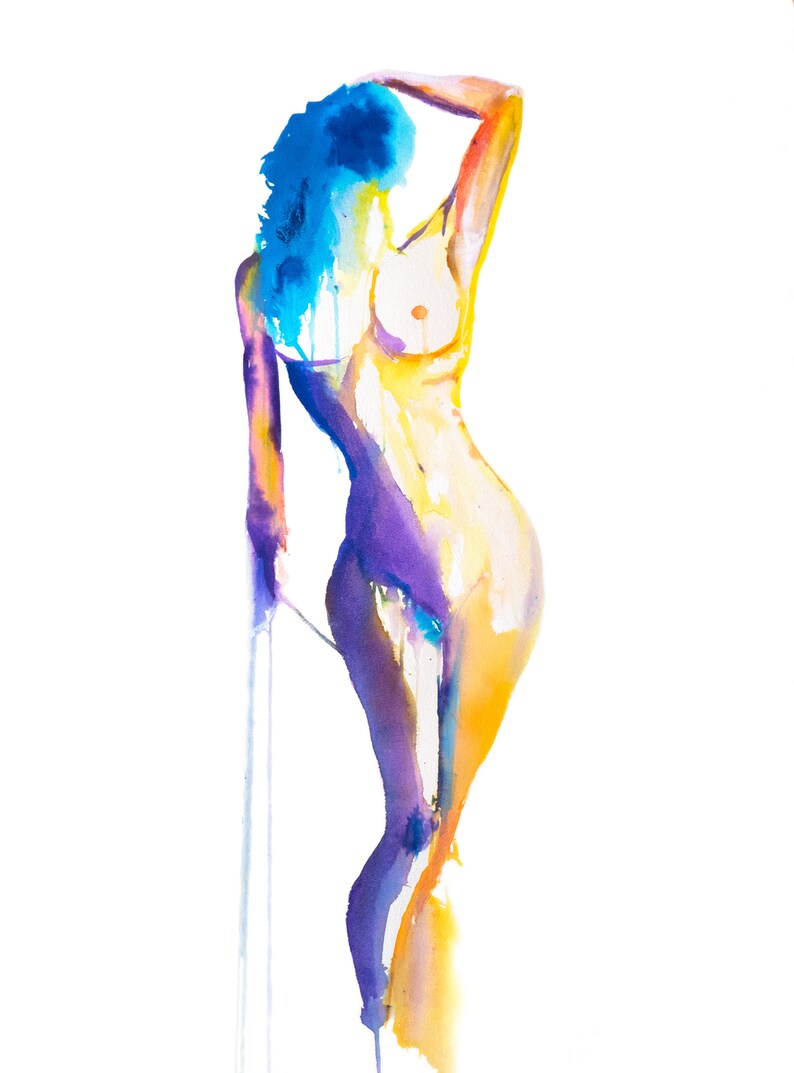 Erotische kunstprint set van 4 | Afdrukbare kunst aan de muur naakt | Figuratieve digitale download afbeelding 6
