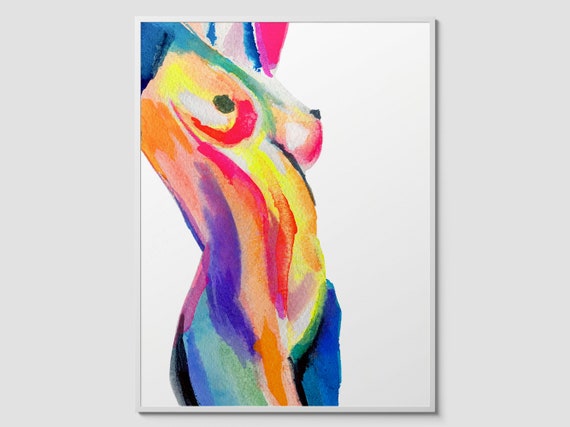 Colorful Nude Wall Art | Abstract Body Painting | Modern Erotic Figure Print by Nick Horvath