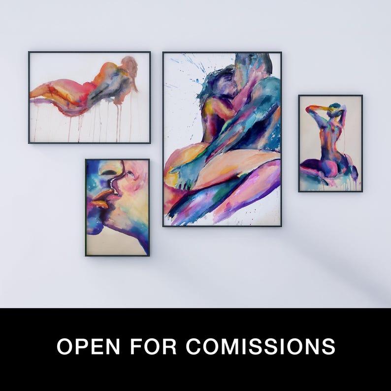 Rainbow Nude Watercolor Print | Vibrant Abstract Female Figure | Colorful Body Art | Bold Feminine Wall Decor image 5