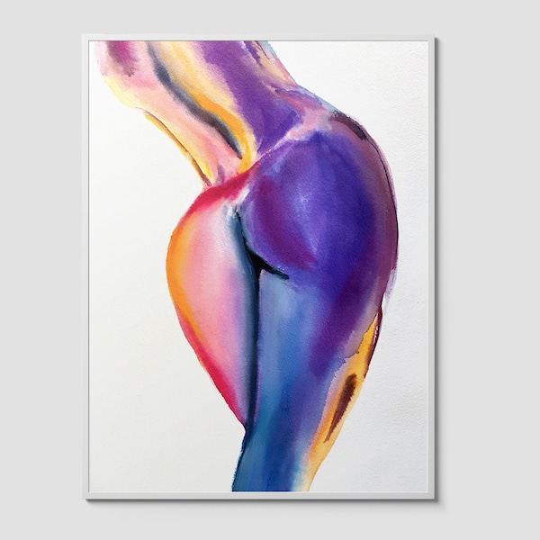 Erotic Figure Wall Art | Abstract Butt Painting | Sensual Body Artwork | Modern Nude Decor