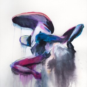 Erotische kunstprint set van 4 | Afdrukbare kunst aan de muur naakt | Figuratieve digitale download afbeelding 4