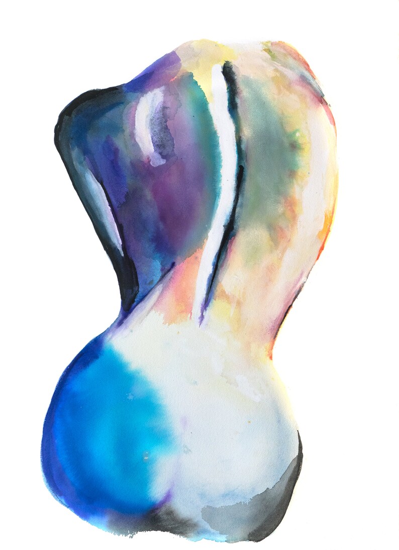 Erotische kunstprint set van 4 | Afdrukbare kunst aan de muur naakt | Figuratieve digitale download afbeelding 5